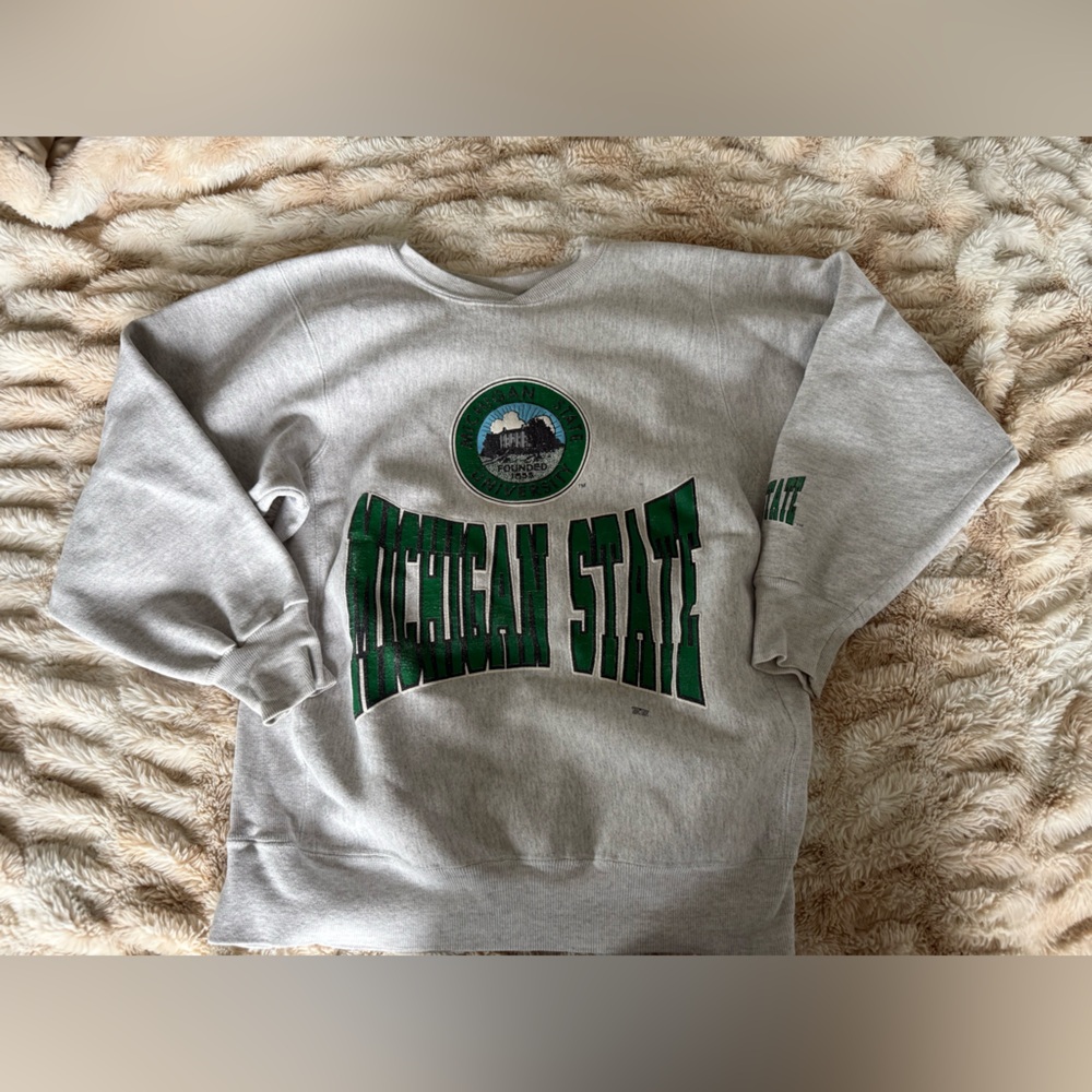 Vintage Michigan State Hanes Gray Hanes Beefy Sweatshirt